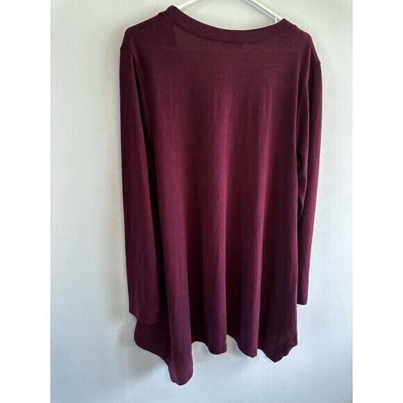 Soft Surroundings Womens Top Size Large Burgundy Long Sleeve - Picture 8 of 11
